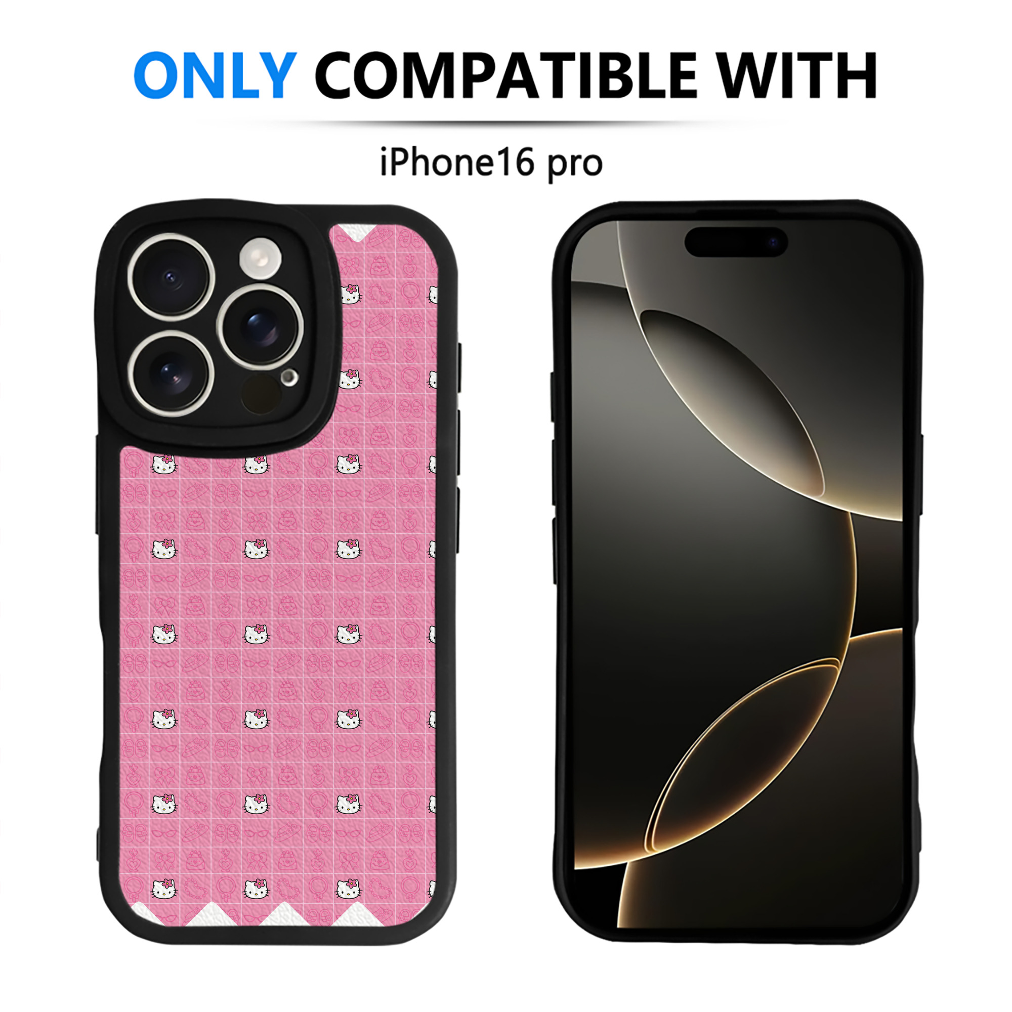 （画像用） Hello Kitty ハローキティ 【iPhone 16シリーズ対応】シリコンスマホケース（レザー調） 材質：シリコン